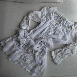 Classic Vintage white lace and ruffle babydoll dress Lace-Trim